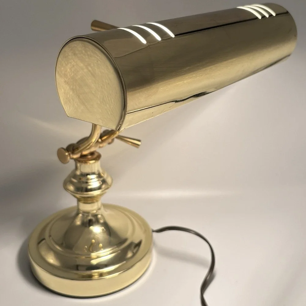 Vintage Brass Lamp Banker Piano Desk Adjustable W/ Bulb UL Listed